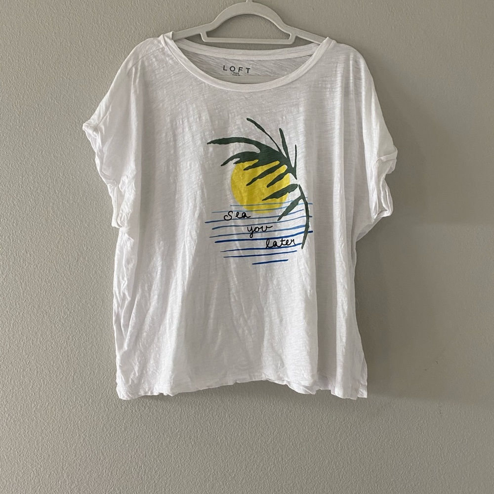 Loft Women “Sea You Later” cotton graphic tee shirt sz 16 casual summer beach